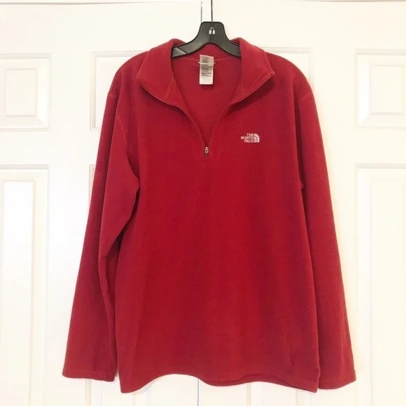The North Face red fleece quarter zip pullover. L - Picture 3 of 6